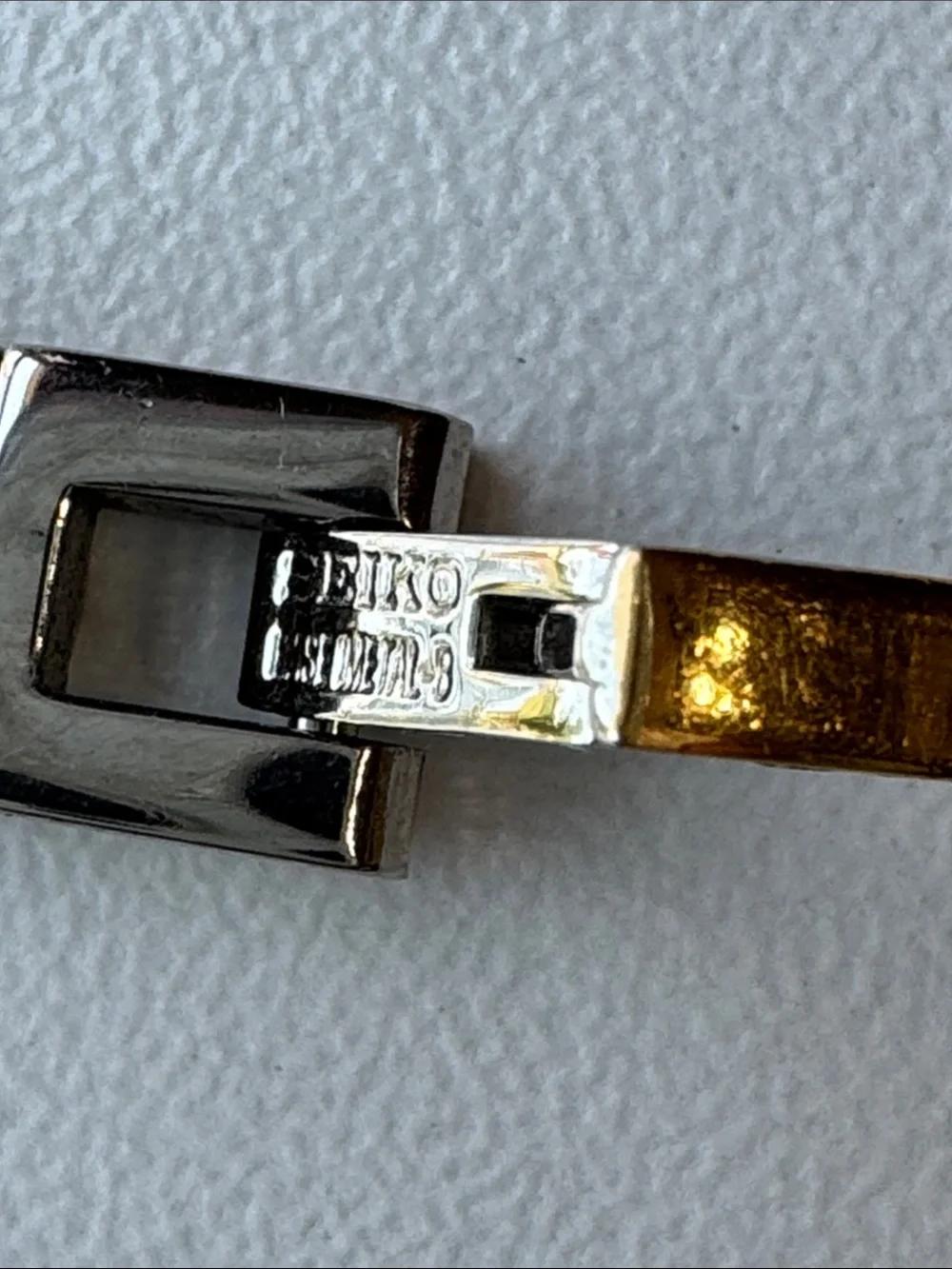 Seiko Two-Tone Gold and Black Rectangular Dress Watch Needs Battery